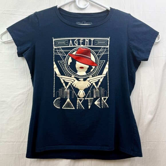 Her Universe Marvel Agent Carter Women L Tee Blue White Red - Picture 1 of 6